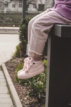 Online Dziecięce Klasyczne Wysokie Trampki Big Star LL374003 Różowe Dzieci Chłopięce|Dziewczęce