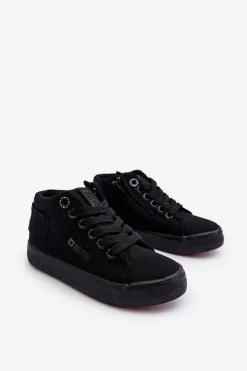 Clearance Big Star Shoes Dziecięce Klasyczne Wysokie Trampki Big Star LL374001 Czarne Czarny