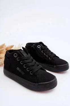 Clearance Big Star Shoes Dziecięce Klasyczne Wysokie Trampki Big Star LL374001 Czarne Czarny