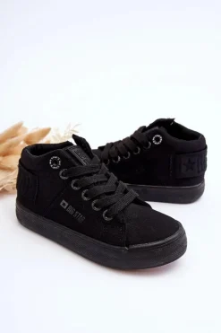 Clearance Big Star Shoes Dziecięce Klasyczne Wysokie Trampki Big Star LL374001 Czarne Czarny