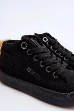 Clearance Big Star Shoes Dziecięce Klasyczne Wysokie Trampki Big Star LL374001 Czarne Czarny