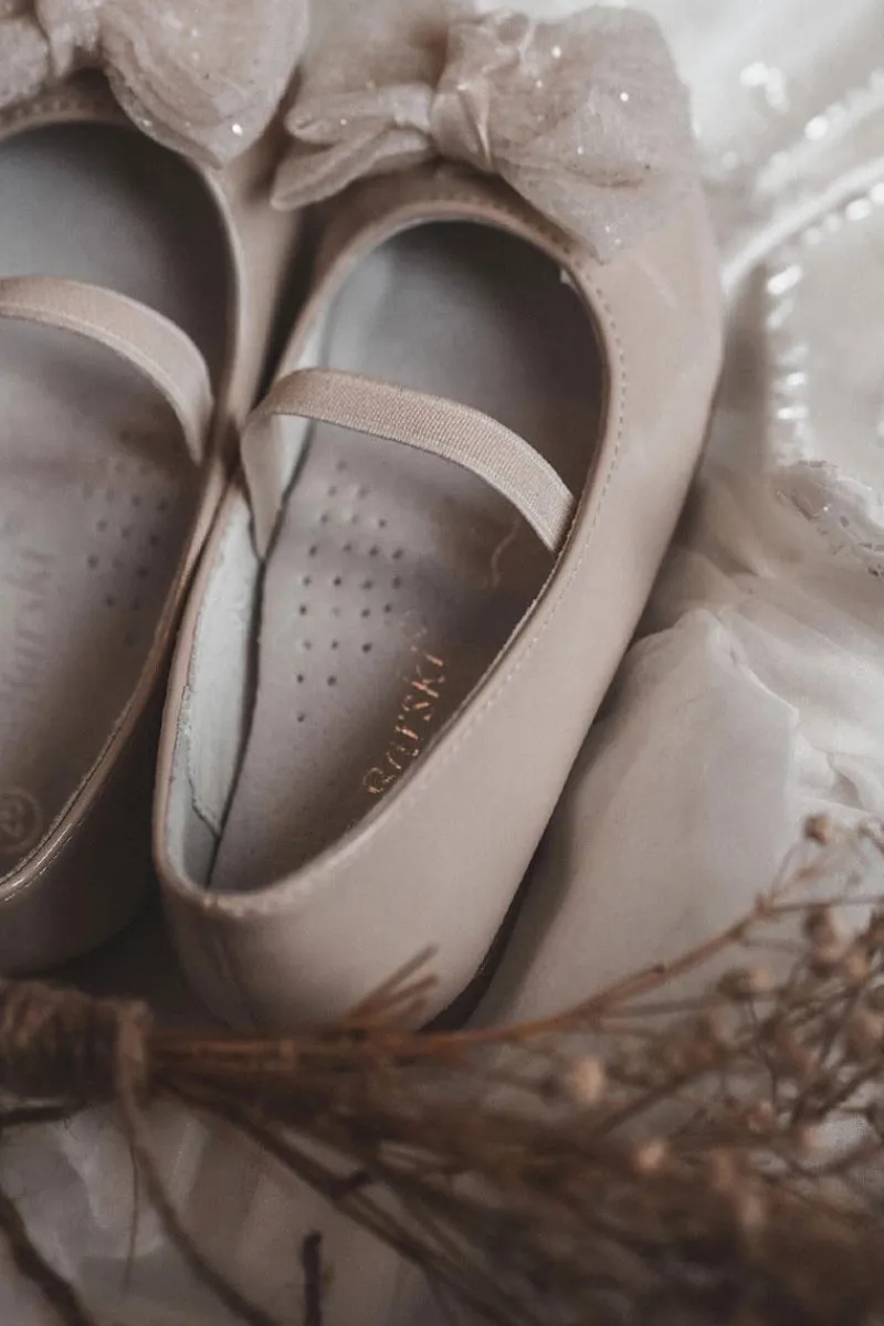 Balerinki Dziecięce>Damskie buty S.Barski Dziecięce Lakierowane Balerinki Z Kokardą Beżowe Zolly