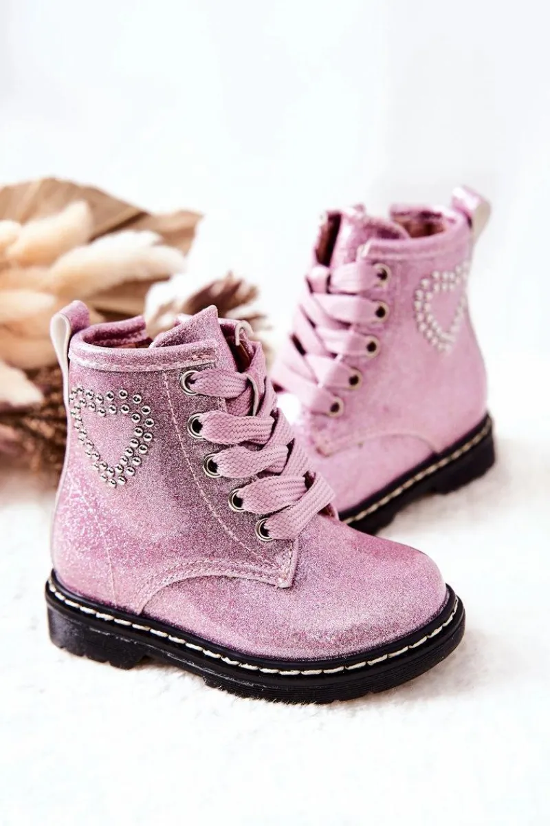 Dziewczęce>Boto Dziecięce Lakierowane Botki Błyszczące Różowe Macy