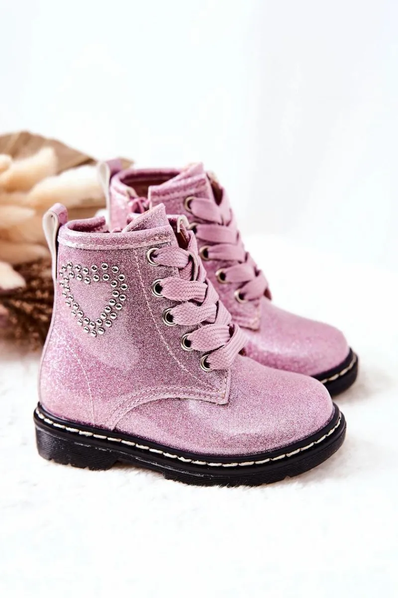 Dziewczęce>Boto Dziecięce Lakierowane Botki Błyszczące Różowe Macy