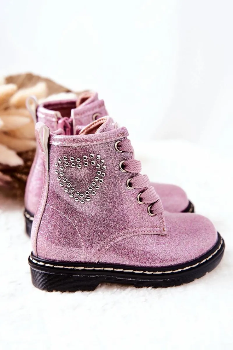 Dziewczęce>Boto Dziecięce Lakierowane Botki Błyszczące Różowe Macy