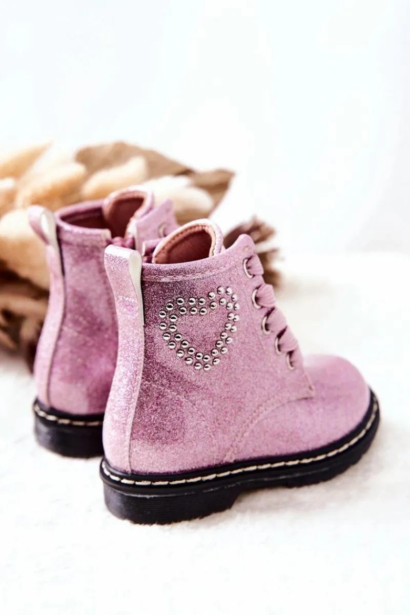 Dziewczęce>Boto Dziecięce Lakierowane Botki Błyszczące Różowe Macy