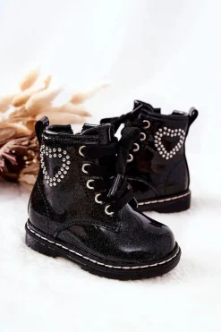 Best Boto Dziecięce Lakierowane Botki Błyszczące Czarne Macy