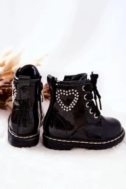 Best Boto Dziecięce Lakierowane Botki Błyszczące Czarne Macy