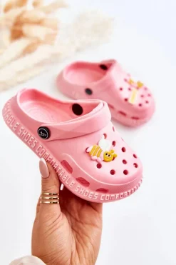 Chłopięce|Dziewczęce>Boto Dziecięce Lekkie Klapki Kroksy Z Ozdobą Różowe Bertis