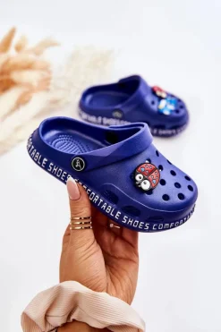 Chłopięce|Dziewczęce>Boto Dziecięce Lekkie Klapki Kroksy Z Ozdobą Granatowe Bertis