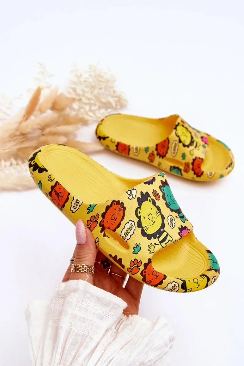 Hot Boto Dziecięce Lekkie Piankowe Klapki Motyw Lwa Żółte Esther