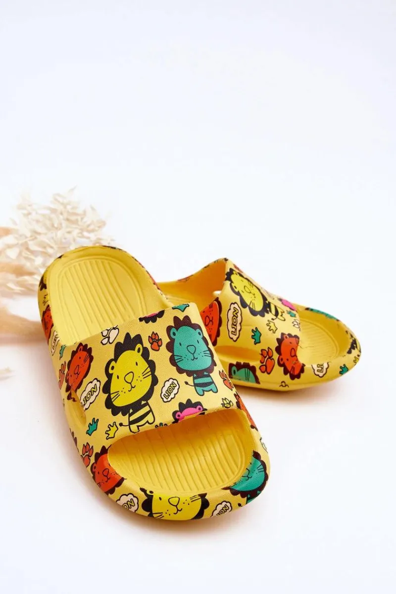 Hot Boto Dziecięce Lekkie Piankowe Klapki Motyw Lwa Żółte Esther