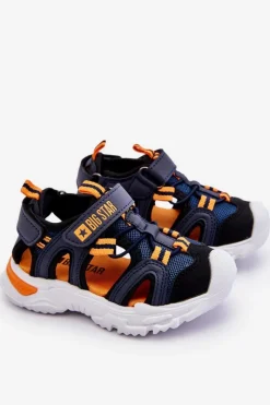 Discount Dziecięce Lekkie Sandałki Big Star LL374212 Granatowe Dzieci Chłopięce