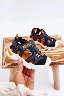 Discount Dziecięce Lekkie Sandałki Big Star LL374212 Granatowe Dzieci Chłopięce