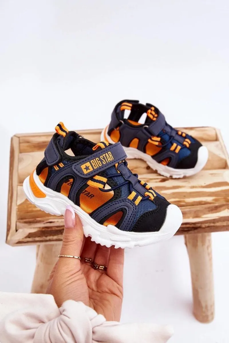 Discount Dziecięce Lekkie Sandałki Big Star LL374212 Granatowe Dzieci Chłopięce