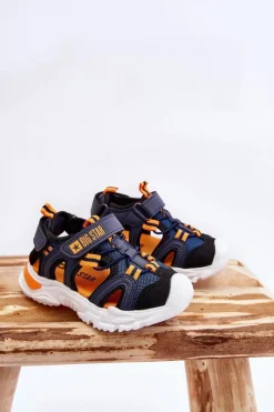 Discount Dziecięce Lekkie Sandałki Big Star LL374212 Granatowe Dzieci Chłopięce