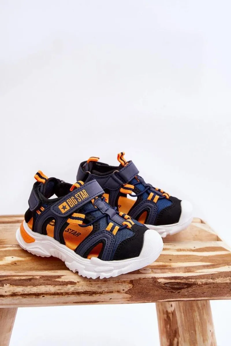 Discount Dziecięce Lekkie Sandałki Big Star LL374212 Granatowe Dzieci Chłopięce