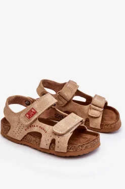 Outlet Big Star Shoes Dziecięce Lekkie Sandałki Na Rzepy Big Star LL374140 Beżowe