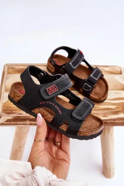 Chłopięce|Sandały Big Star>Big Star Shoes Dziecięce Lekkie Sandałki Na Rzepy Big Star LL374141 Czarne