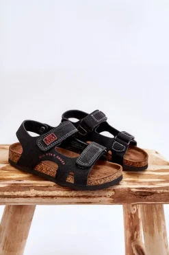 Chłopięce|Sandały Big Star></noscript>Big Star Shoes Dziecięce Lekkie Sandałki Na Rzepy Big Star LL374141 Czarne