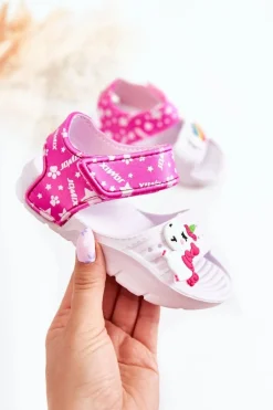 Dziewczęce>Boto Dziecięce Lekkie Sandały Z Ozdobami Biało-Różowe Trusty
