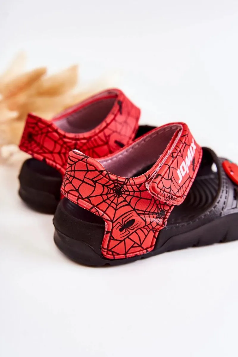 Hot Boto Dziecięce Lekkie Sandały Z Ozdobami Czarno-Czerwone Trusty