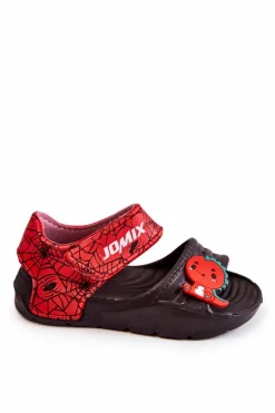 Hot Boto Dziecięce Lekkie Sandały Z Ozdobami Czarno-Czerwone Trusty