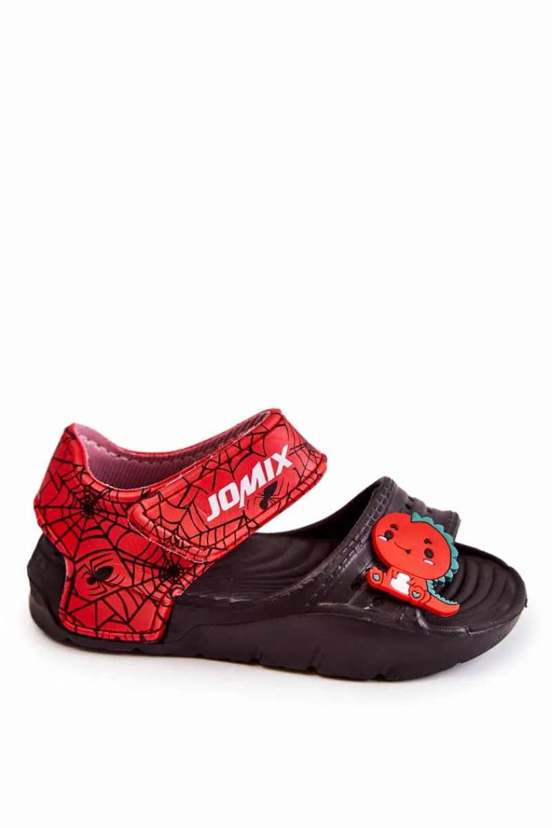 Hot Boto Dziecięce Lekkie Sandały Z Ozdobami Czarno-Czerwone Trusty