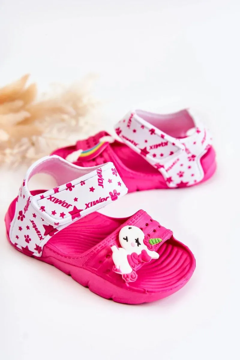 Outlet Boto Dziecięce Lekkie Sandały Z Ozdobami Ciemnoróżowe Trusty