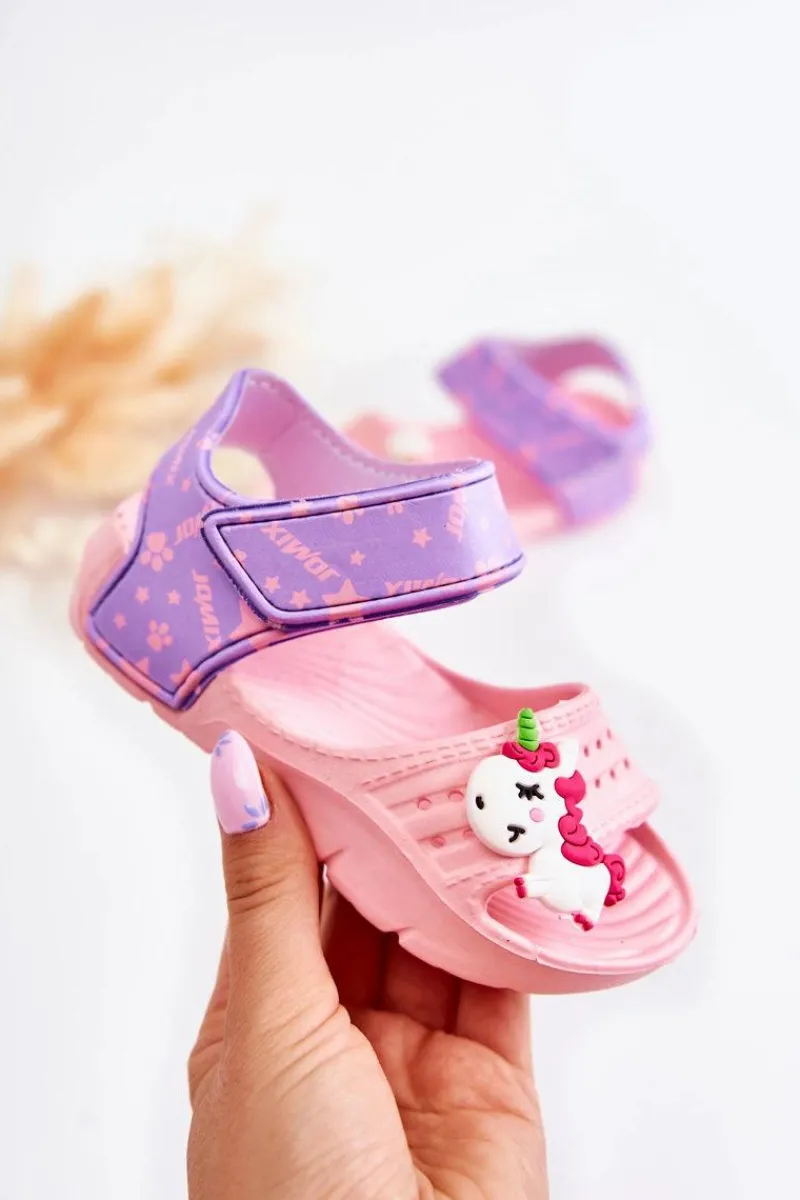 Clearance Dziecięce Lekkie Sandały Z Ozdobami Różowo-Fioletowe Trusty Dzieci Dziewczęce