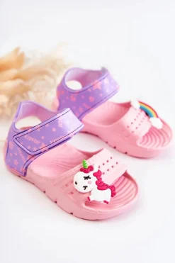 Clearance Dziecięce Lekkie Sandały Z Ozdobami Różowo-Fioletowe Trusty Dzieci Dziewczęce