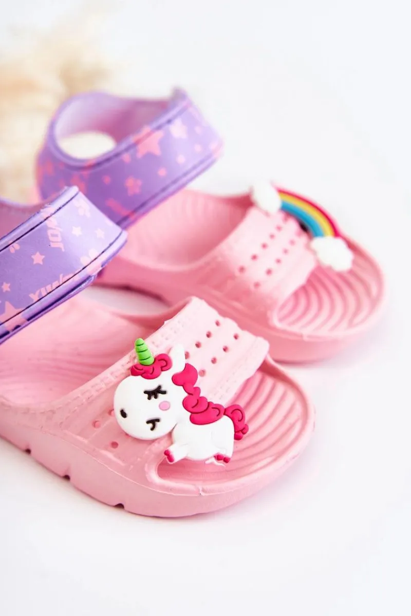 Clearance Dziecięce Lekkie Sandały Z Ozdobami Różowo-Fioletowe Trusty Dzieci Dziewczęce