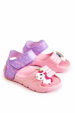Clearance Dziecięce Lekkie Sandały Z Ozdobami Różowo-Fioletowe Trusty Dzieci Dziewczęce