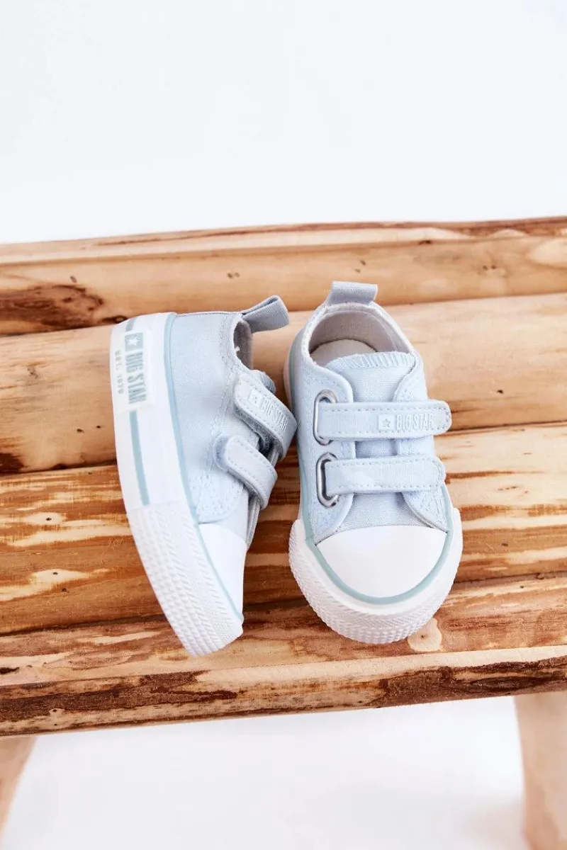 Hot Dziecięce Materiałowe Trampki Na Rzep BIG STAR KK374084 Niebieskie Dzieci Chłopięce|Dziewczęce
