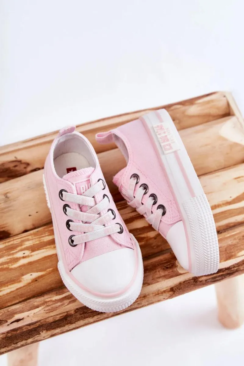 Chłopięce|Dziewczęce>Big Star Shoes Dziecięce Materiałowe Trampki BIG STAR KK374072 Różowe Różowy