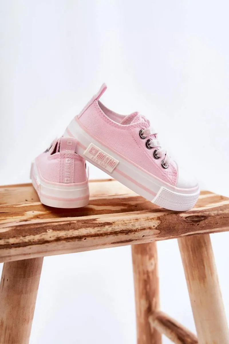 Chłopięce|Dziewczęce>Big Star Shoes Dziecięce Materiałowe Trampki BIG STAR KK374072 Różowe Różowy