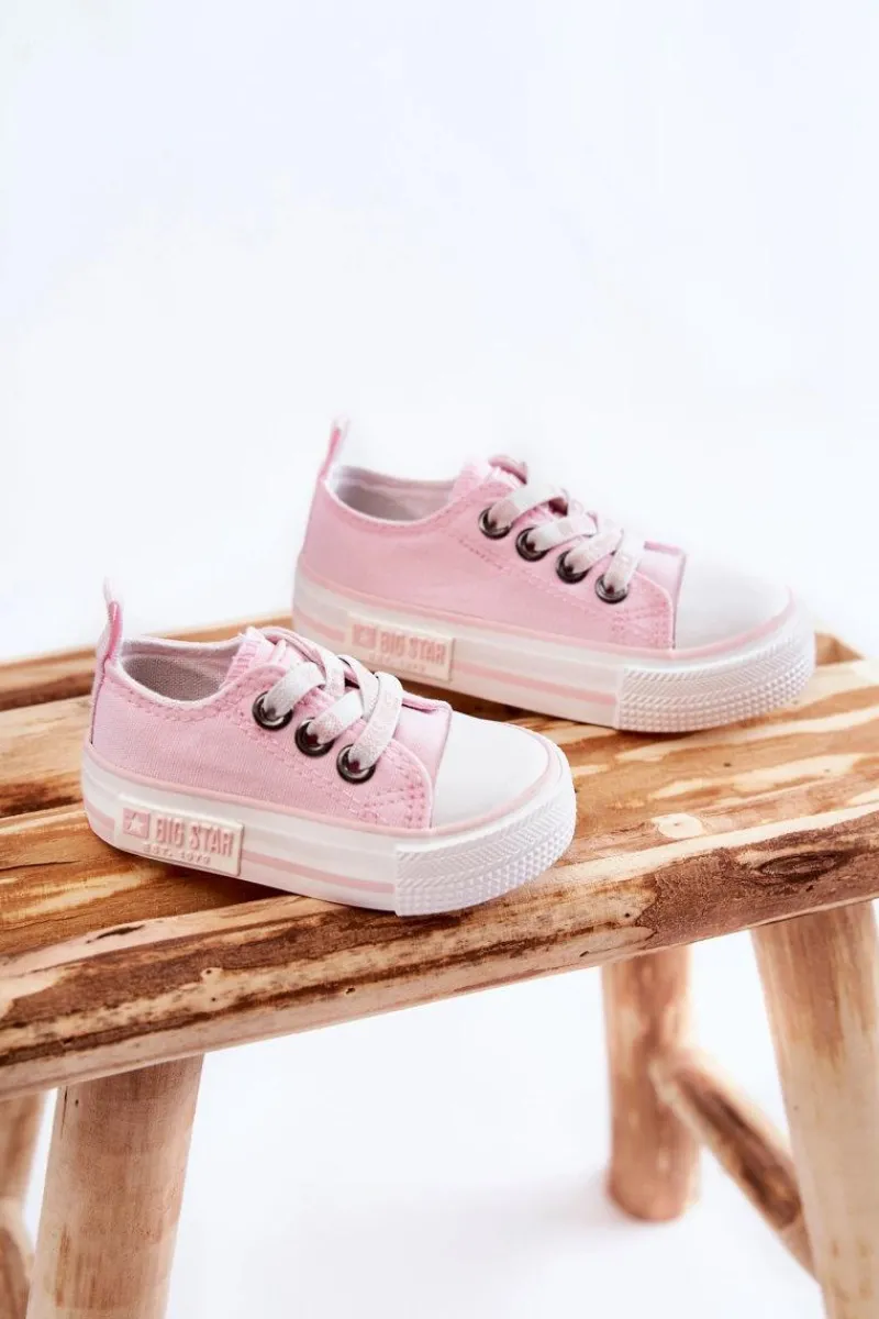Chłopięce|Dziewczęce>Big Star Shoes Dziecięce Materiałowe Trampki BIG STAR KK374072 Różowe Różowy