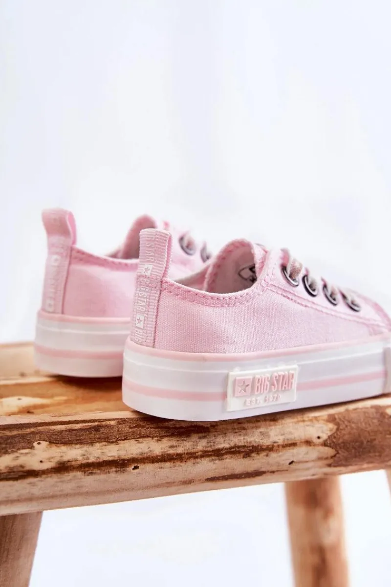 Chłopięce|Dziewczęce>Big Star Shoes Dziecięce Materiałowe Trampki BIG STAR KK374072 Różowe Różowy