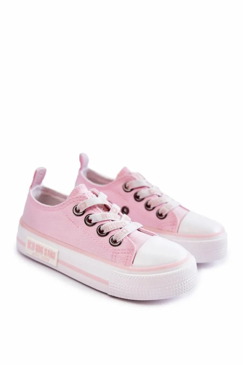 Chłopięce|Dziewczęce>Big Star Shoes Dziecięce Materiałowe Trampki BIG STAR KK374072 Różowe Różowy