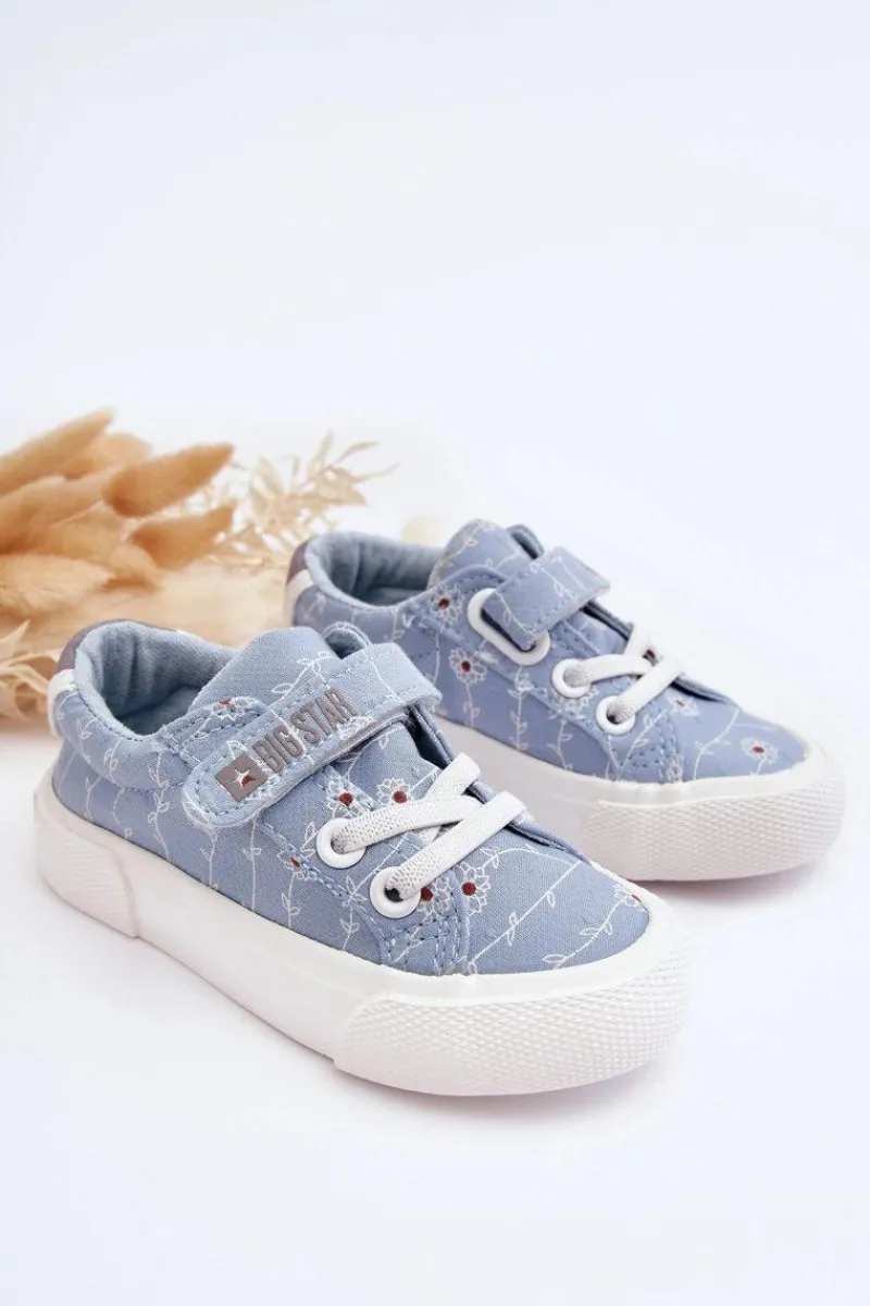Dziewczęce>Big Star Shoes Dziecięce Materiałowe Trampki BIG STAR JJ374101 Niebieskie