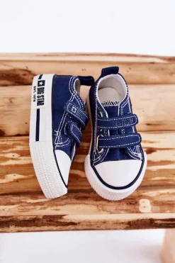 Chłopięce|Dziewczęce>Big Star Shoes Dziecięce Materiałowe Trampki Na Rzep BIG STAR KK374075 Granatowe Niebieski