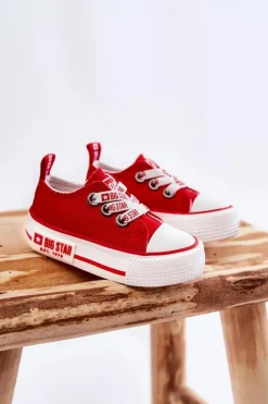 Hot Dziecięce Materiałowe Trampki BIG STAR KK374051 Czerwone Dzieci Chłopięce|Dziewczęce