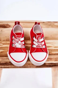 Hot Dziecięce Materiałowe Trampki BIG STAR KK374051 Czerwone Dzieci Chłopięce|Dziewczęce
