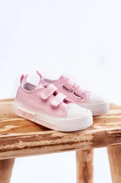 Best Big Star Shoes Dziecięce Materiałowe Trampki Na Rzep BIG STAR KK374083 Różowe
