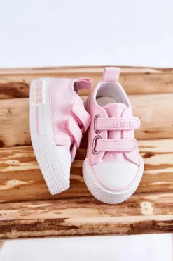 Best Big Star Shoes Dziecięce Materiałowe Trampki Na Rzep BIG STAR KK374083 Różowe