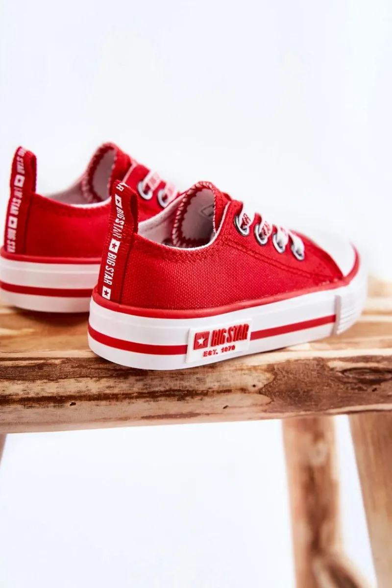 Best Big Star Shoes Dziecięce Materiałowe Trampki BIG STAR KK374071 Czerwone Czerwony