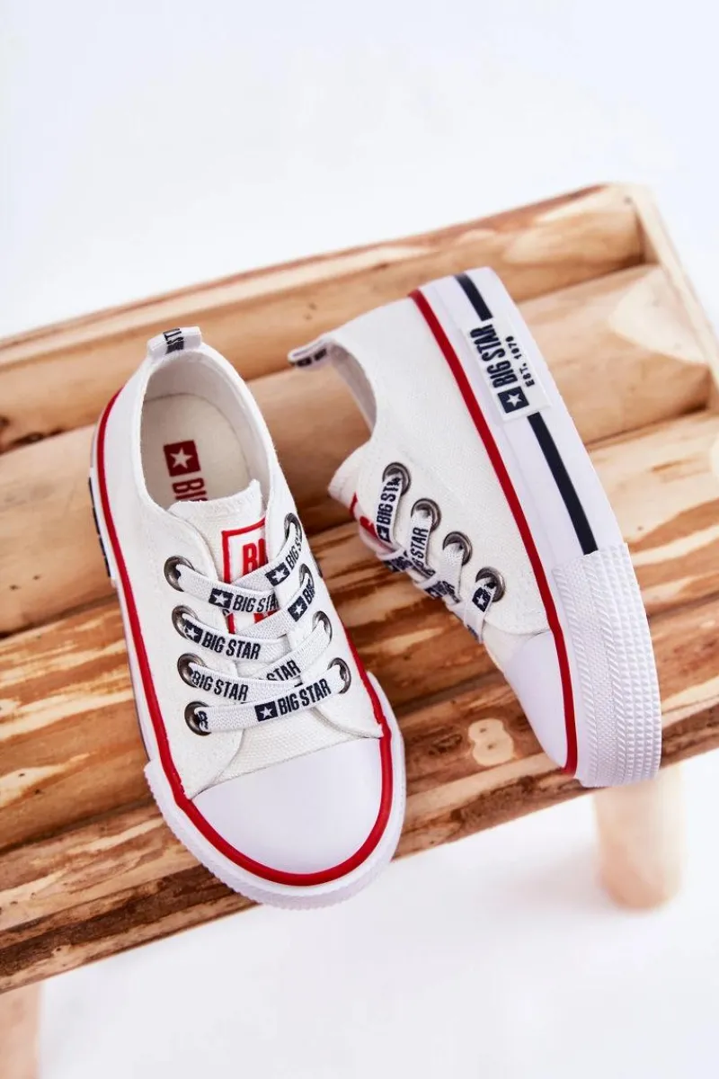 Outlet Big Star Shoes Dziecięce Materiałowe Trampki BIG STAR KK374068 Białe