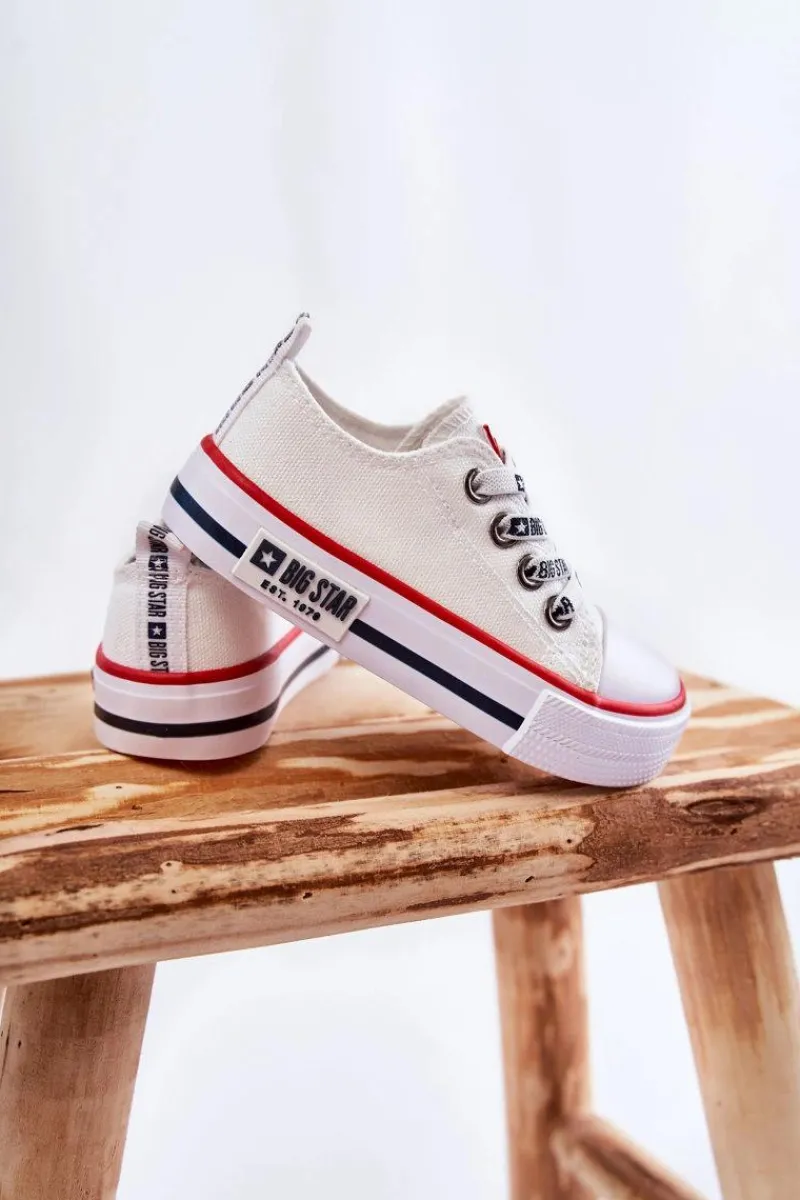Outlet Big Star Shoes Dziecięce Materiałowe Trampki BIG STAR KK374068 Białe