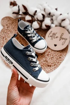 Discount Dziecięce Materiałowe Trampki BIG STAR KK374070 Granatowe Dzieci Chłopięce|Dziewczęce