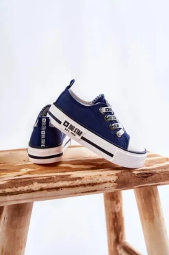 Discount Dziecięce Materiałowe Trampki BIG STAR KK374070 Granatowe Dzieci Chłopięce|Dziewczęce